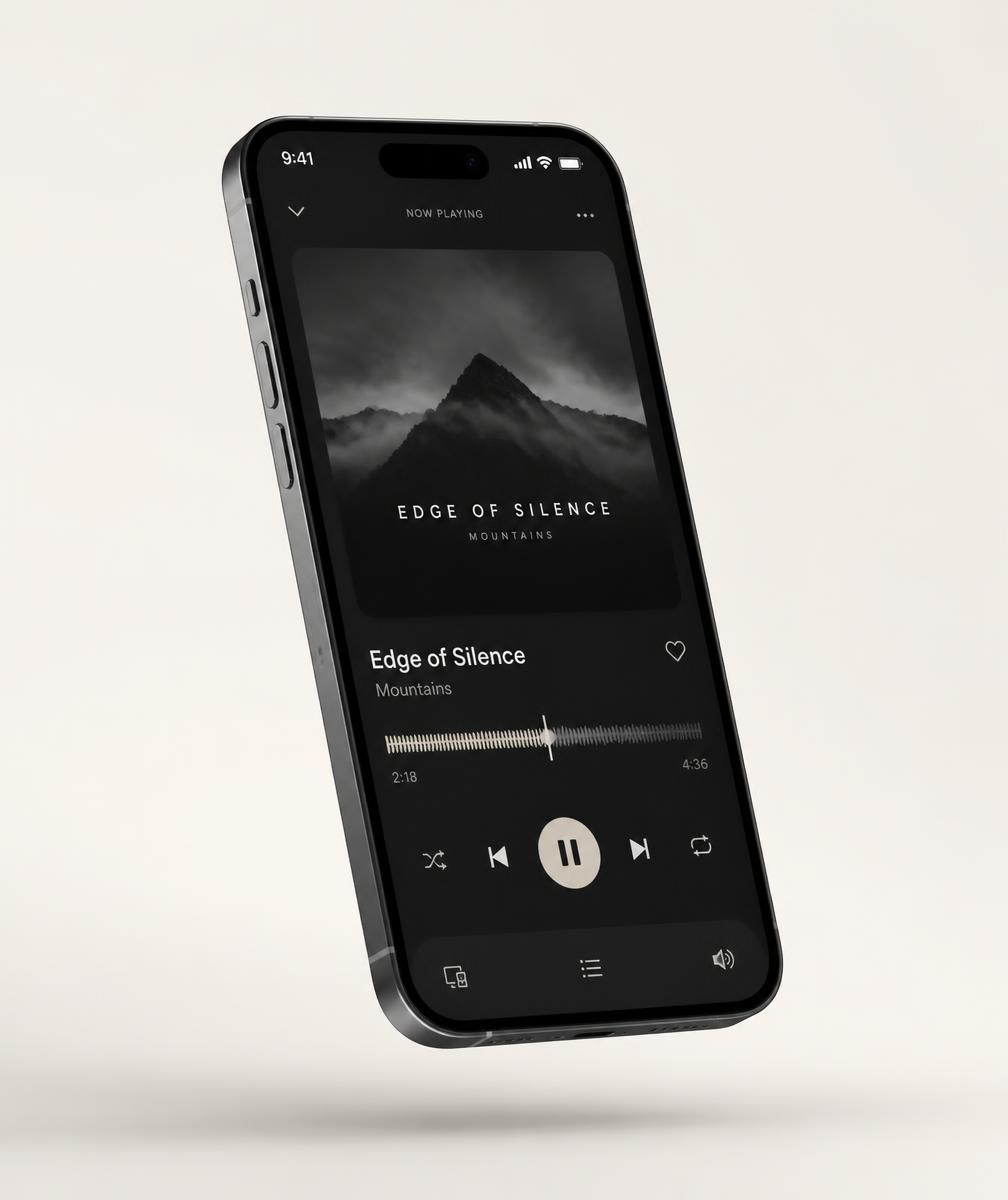 Muvyne music player app running on a phone