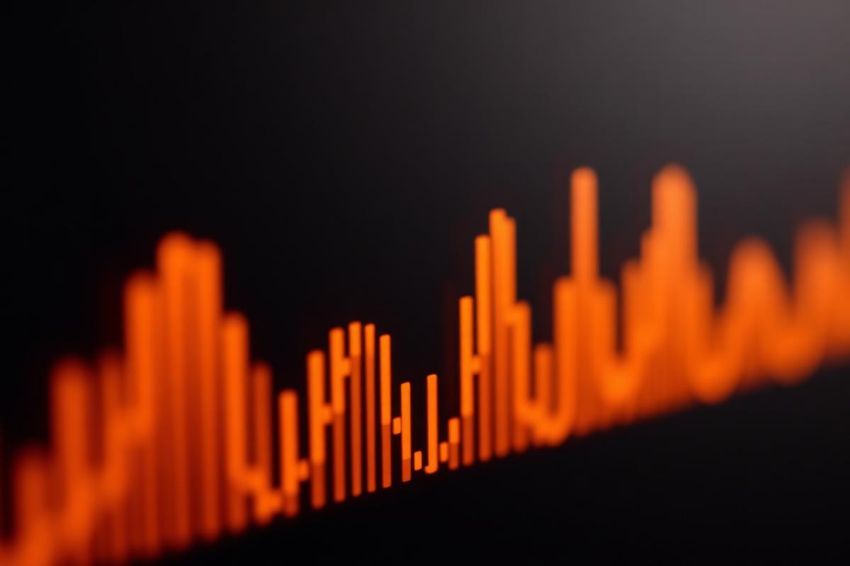 Glowing audio waveform bars
